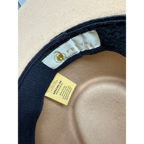 Freya Oat Felt Hat Womens Sz Medium 100% Wool Upturned Brim Hand Dyed Ribbon - Picture 7 of 7